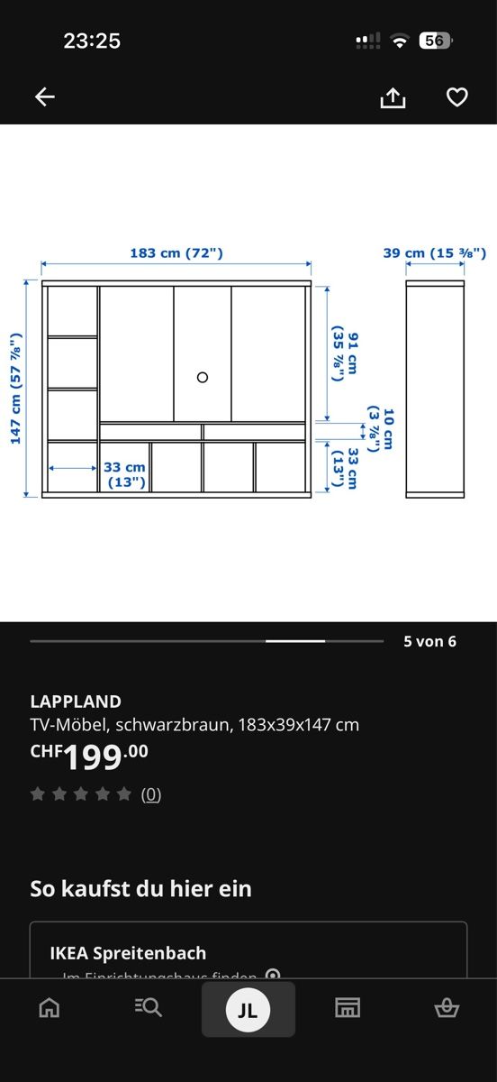 Ikea Meubles TV: Ikea Lappland TV-Möbel schwarz – D'occasion à Horgen par xjulialunax 4