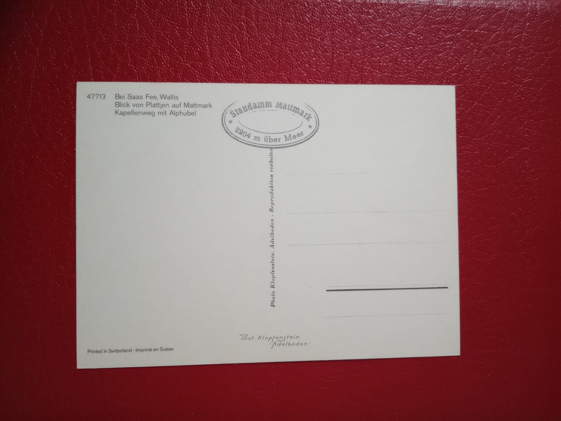 Cartoline postali: AK Wallis Stausee Mattmark Kapellenweg mit Alphubel – Usato da Küttigen venduto da Melisch1000 1