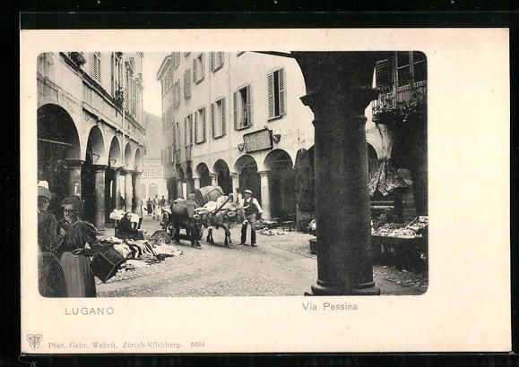 Cartoline postali: AK Lugano, Via Pessina – Usato da Berlin venduto da bartko-reher