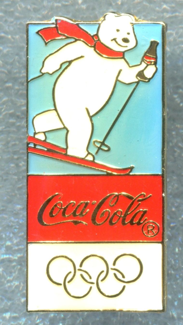 Coca-Cola Placchette & Badge: Coca Cola Eisbär  Skilanglauf – Usato da Winterthur venduto da Sammleroase