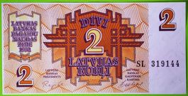 1992 / LETTLAND / 2 LATVIJAS RUBLI - BANKNOTE / BANKFRISCH !