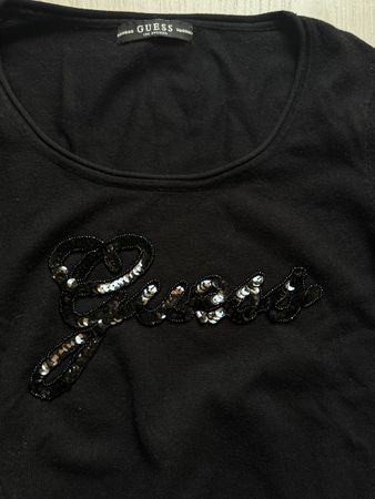 Guess Black Knit Jumper XS with Sequins, Sweater