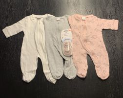 Baby-Kleiderpaket – 3 Strampler mit Füssen + Schnuller (NEU)