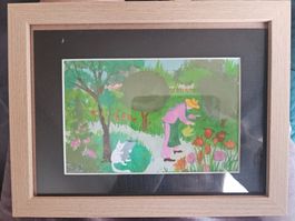 Gouache illustration encadrée Claire FINAZ lettre J