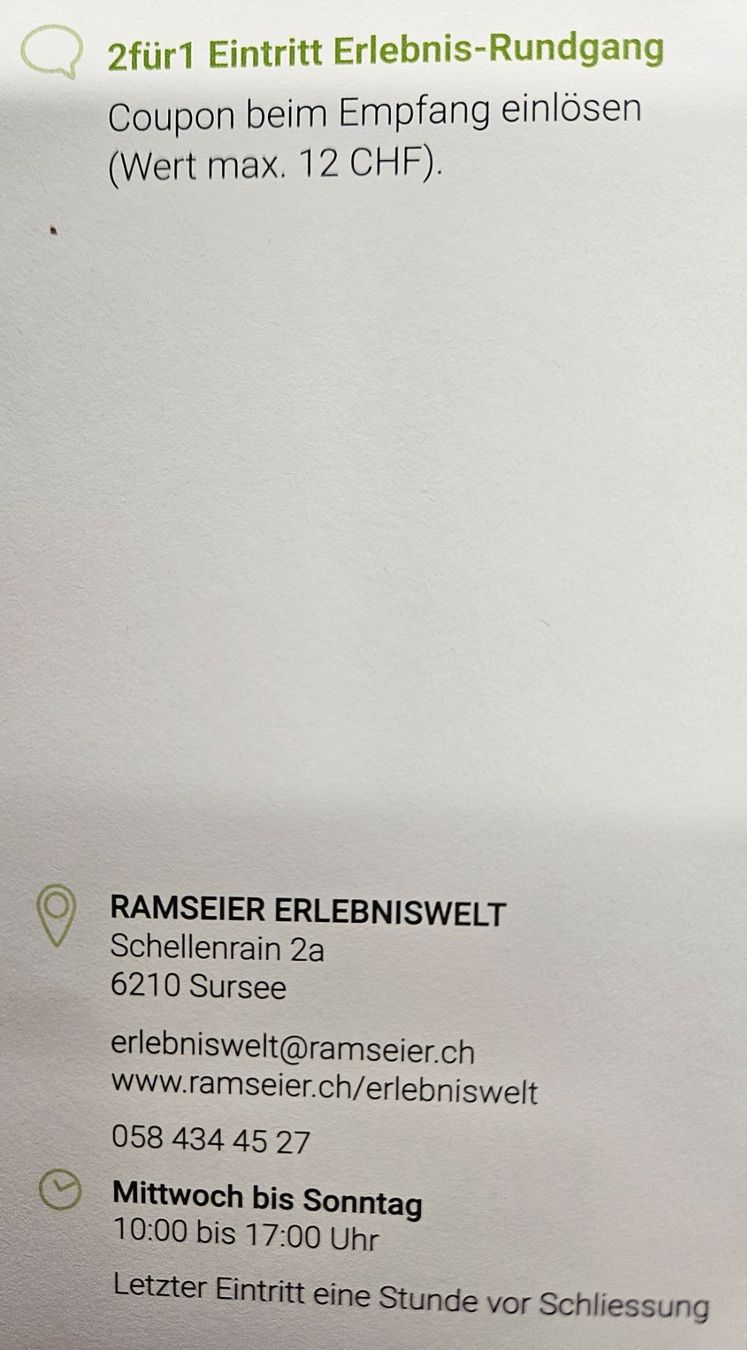 Buoni: Eintritt Ramseier Erlebniswelt  Sursee – Nuovo e nell'imballaggio originale da Uezwil venduto da Jasmin_ 1