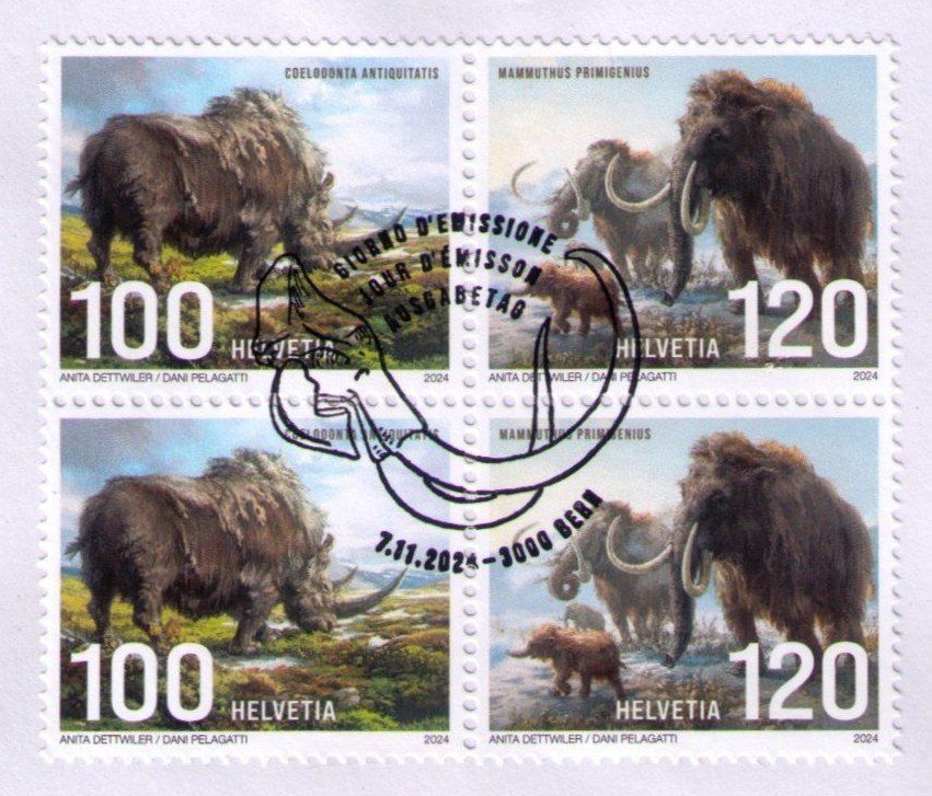 Alle Briefmarken: 2024_RIESEN DER EISZEIT_SONDERBOGEN_7.11.24_Vb Mammut-FDC ! – Gebraucht aus Marthalen von Ch_quality 1