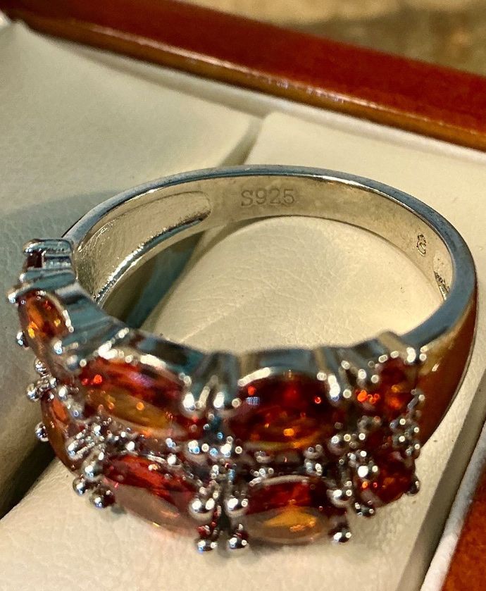 Anelli: Ring mit Orangen Steinen, Silber 925 – Usato da Untersiggenthal venduto da Jaymoni 2