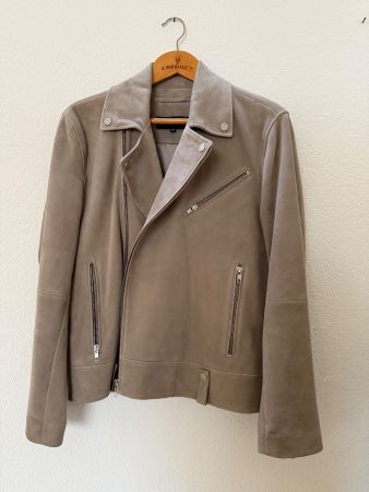 Arma Wildlederjacke Biker Stil beige Grösse 48