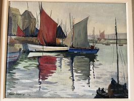 Huile sur toile voiliers 49cm x 58 cm
