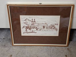 Originale Kunstwerck signiert Tusche zeichnung