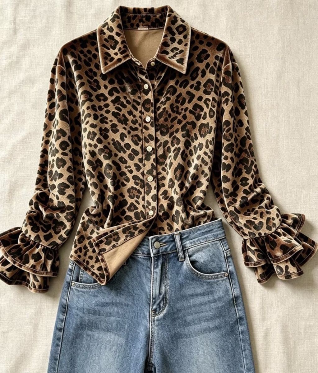 Camicette: Glamour Camicia Velluto Leopardato-tgL- nuova – Nuovo e nell'imballaggio originale da Gordevio venduto da LanaZimm 1