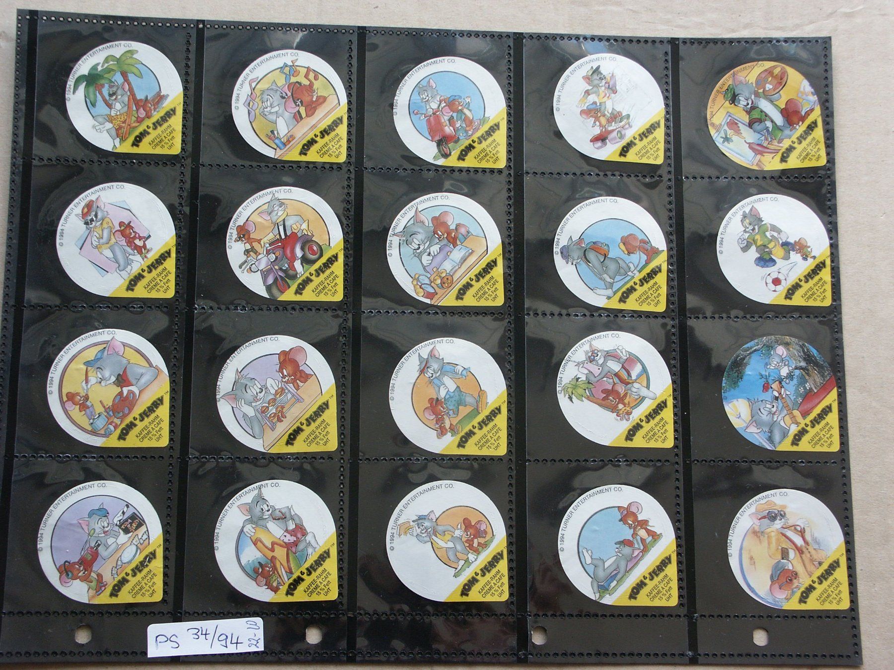 Kaffeerahmdeckel: Serie   PS   34/94      Tom  und  Jerry – Gebraucht aus Niederglatt ZH von herzblatt5449