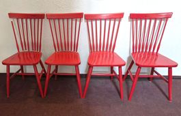 4 roten Stühlen / 4 red chairs - Carl Malmsten Style Pfister