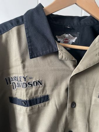 Harley-Davidson Hemd kurzarm beige schwarz Grösse XL