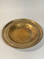  1650 Antique Bronze  Plate Engraved Metal Art Noble Patina