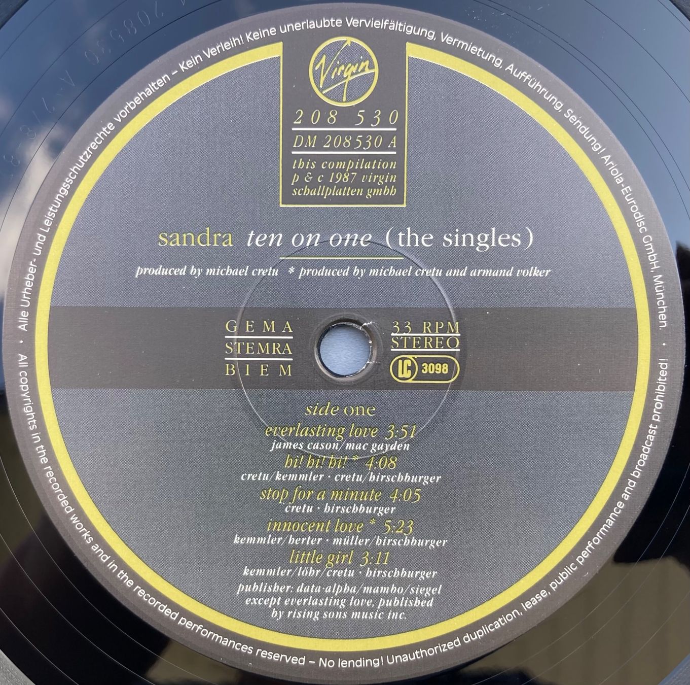 Vinyles: SANDRA - TEN ON ONE (THE SINGLES) – D'occasion à Poliez-Pittet par Newtown-Records 3