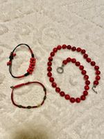 Schmuckset: Rote Halskette und Armbänder, Sommerlook!