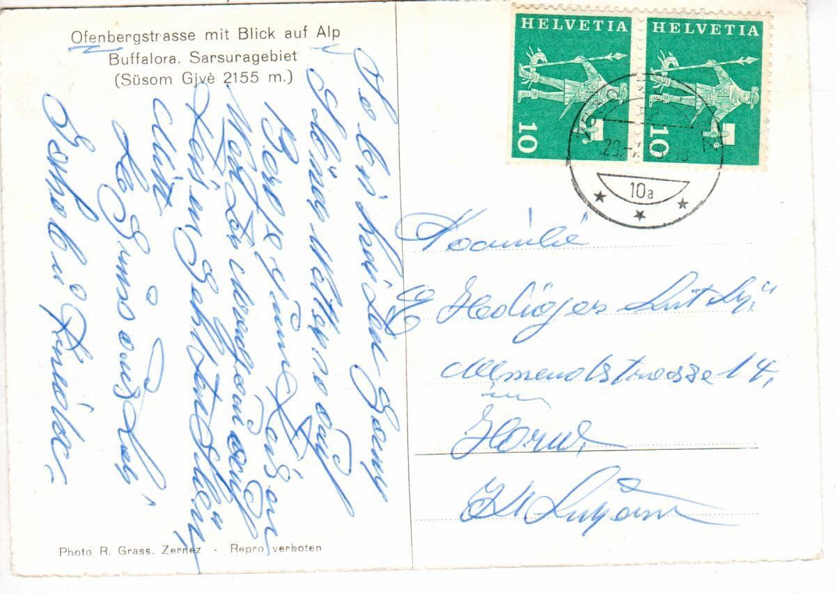 Ansichtskarten: Ofenbergstrasse mit Blick auf Alp Buffalora – Gebraucht aus Wolhusen von Curver9 1