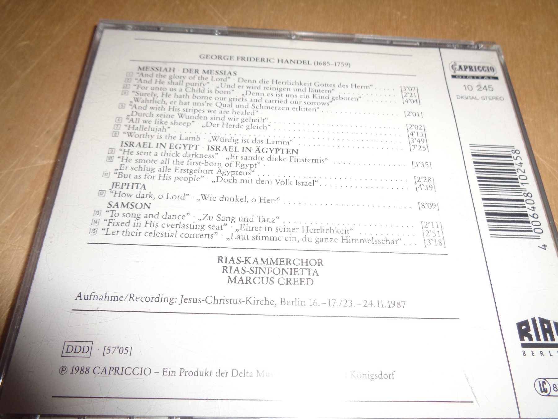 CD: HÄNDEL - HALLELUJAH - CHÖRE – Usato da Zürich venduto da Gabler 1