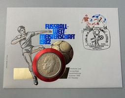 WM 1982 Spanien Brief mit Kursmünze 100 Peseten Selten!