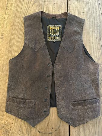 Gilet pelle biker taglia s marrone