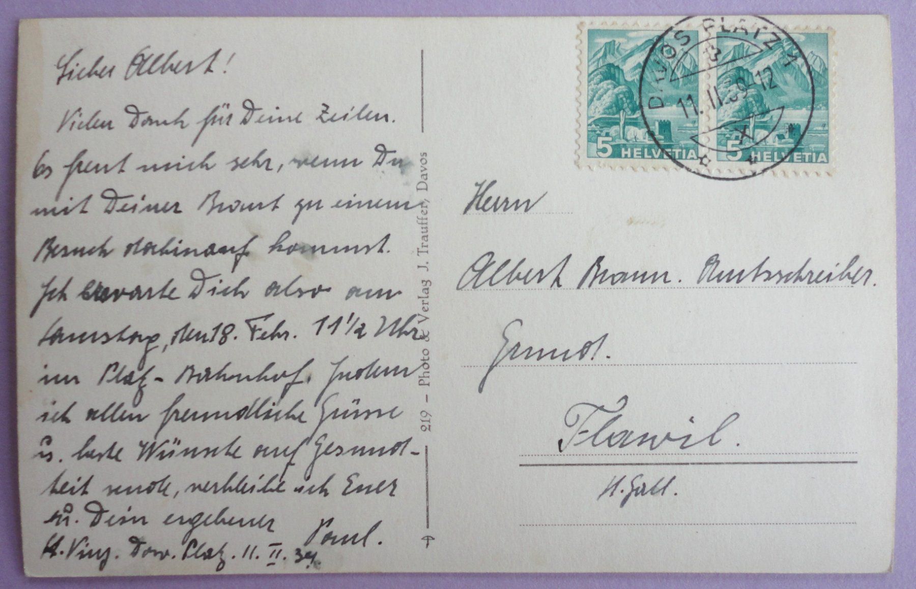 Cartoline postali: In Davos, Jakobshorn – Usato da Fétigny venduto da Billy2miny 1