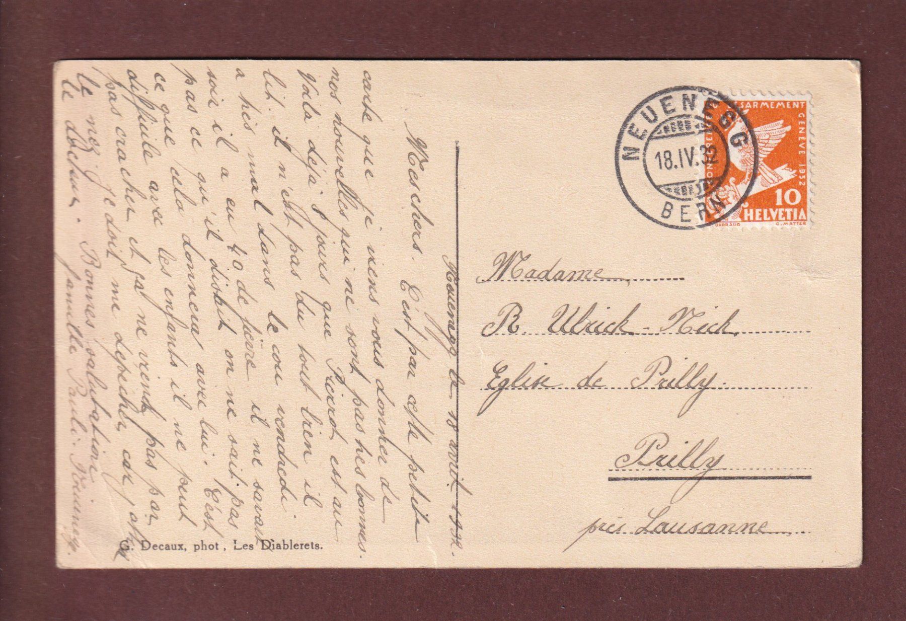 Ansichtskarten: VERS L'EGLISE - 1932 // pli // – Gebraucht aus Pully von nicecards 1