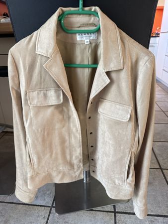 Jacke beige Wildlederimitat Grösse 38