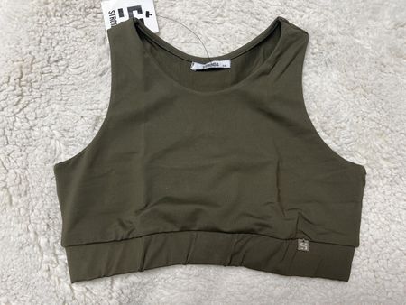 Brassière sport femme Strodia kaki, taille M, neuf