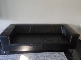 Ledercouch schwarz 3-Sitzer guter Zustand