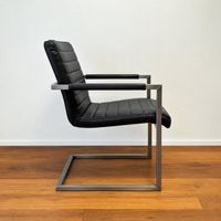 Design Freischwinger Stuhl Vintage Industrial Leder schwarz