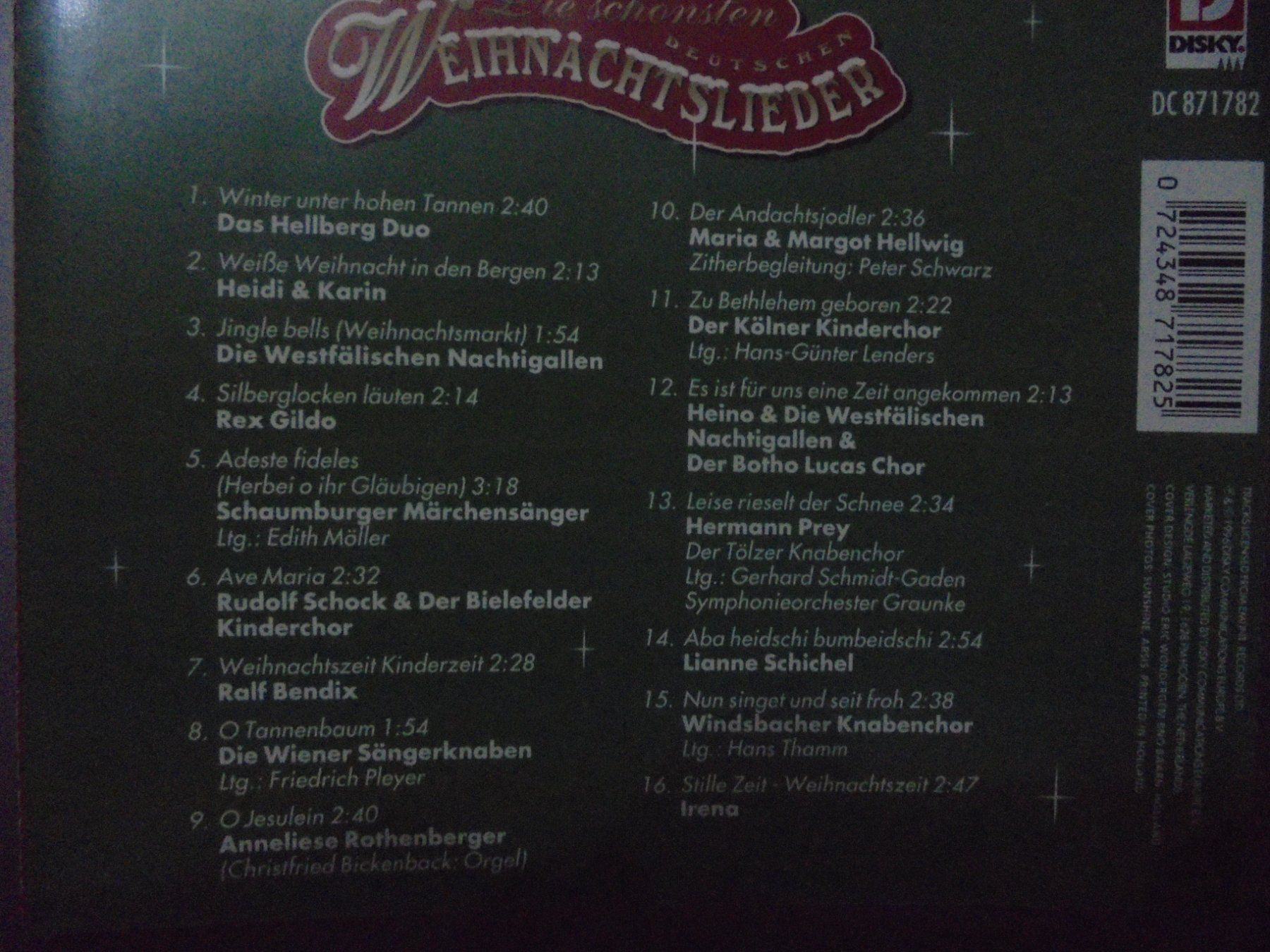 CD: CD " Weihnachtslieder " Heino, Rex Gildo, Ralf Bendix, etc – Usato da Crissier venduto da Promopost 1