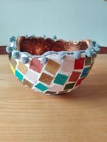 Flockig fröhlicher Übertopf / Cache-pot / Dekoschale Mosaik
