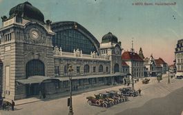 Ansichtskarte Basel Hauptbahnhof 1926 gestempelt, Autos Tram