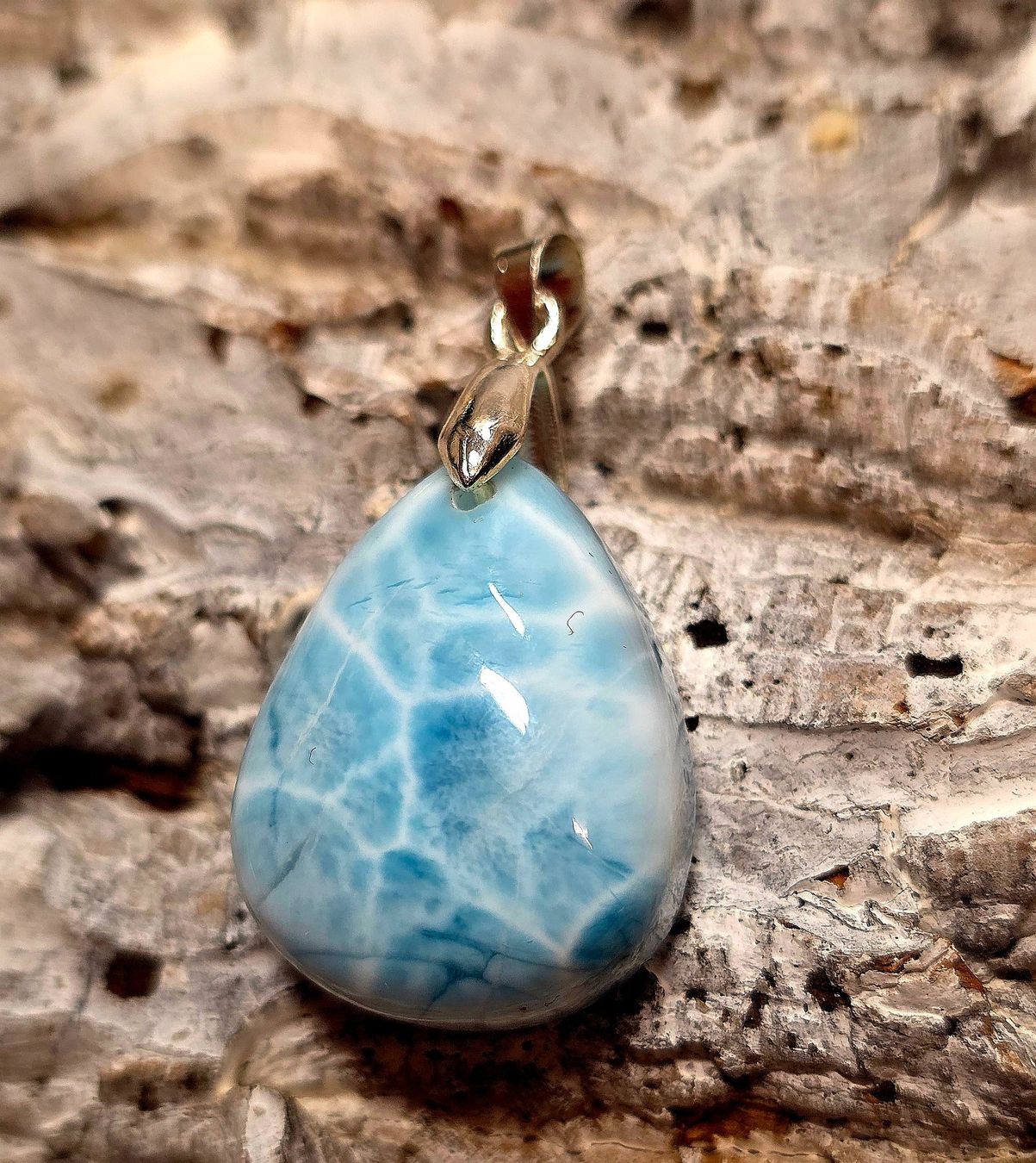 Minerali & Pietre curative: Larimar Anhänger mit Metallöse – Nuovo e nell'imballaggio originale da Matzingen venduto da Shay_Crystalz