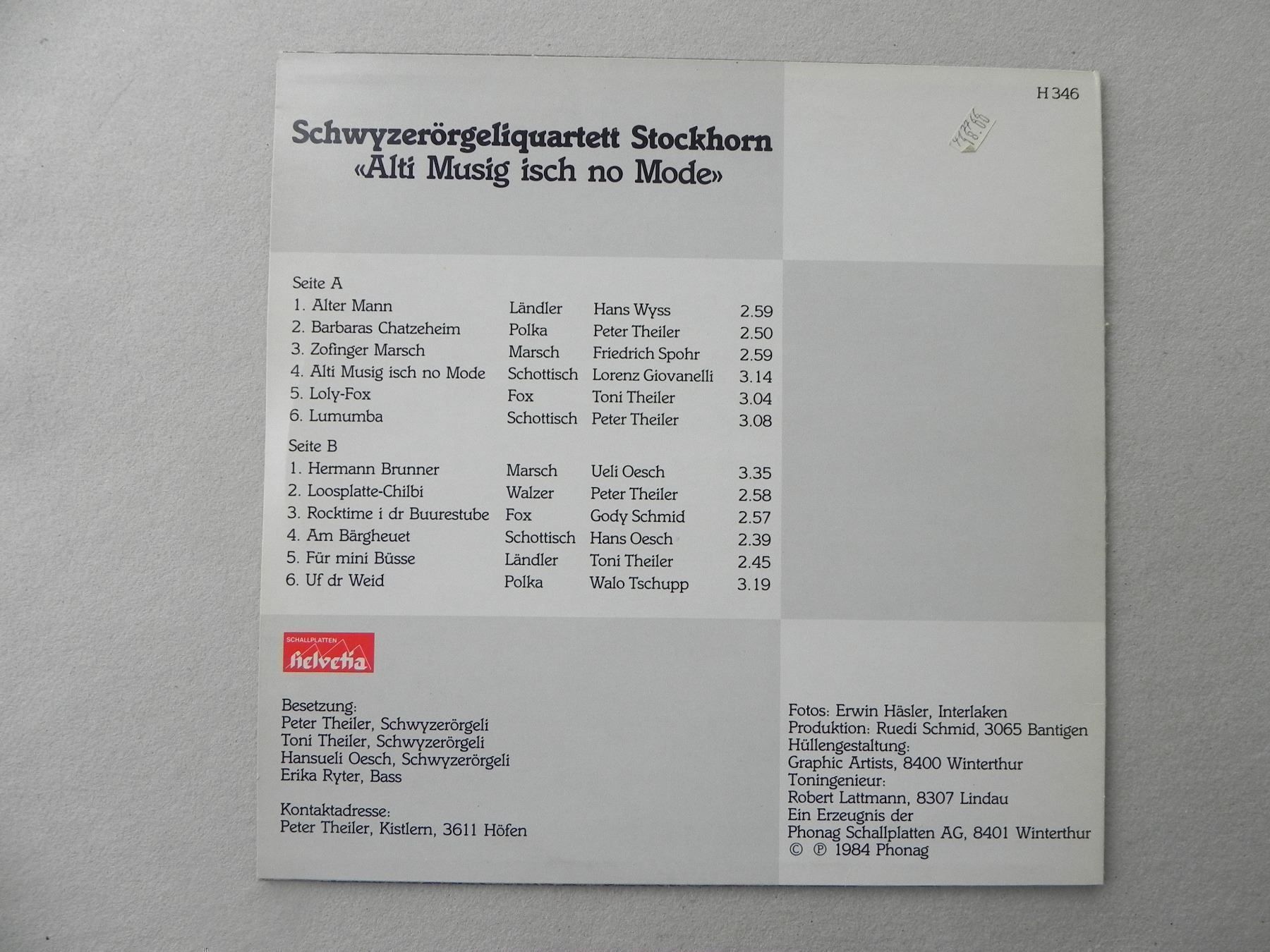 Schallplatten: Volksmusik LP Schwyzeröergeli Stockhorn – Gebraucht aus Siebnen von krimsie 1