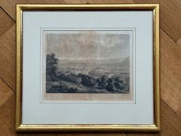 Historischen Stahlstich der Stadt Zürich um 1844