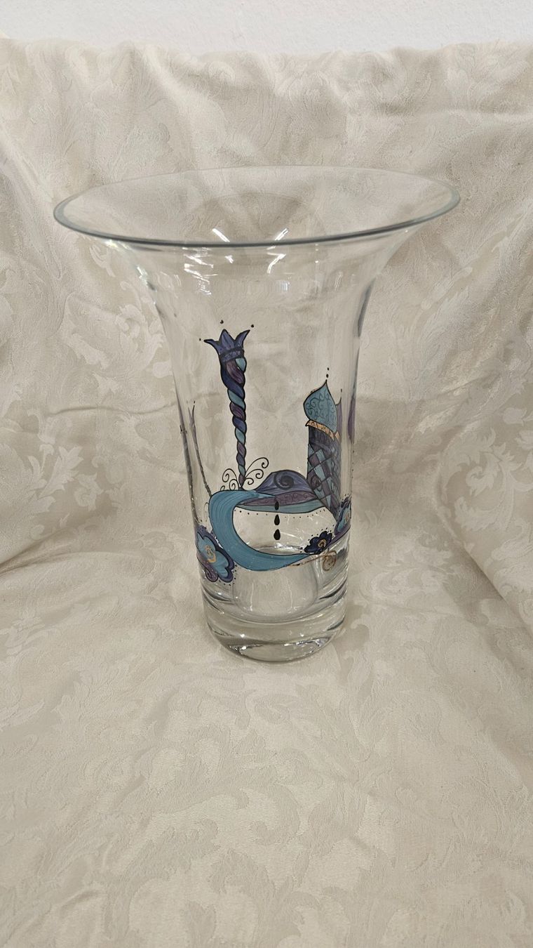 Vasi & Recipienti: Vaso in vetro dipinto a mano – Usato da Melano venduto da H-Sara 1
