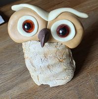Eule Figur aus Stein Fossilie Handgemacht
