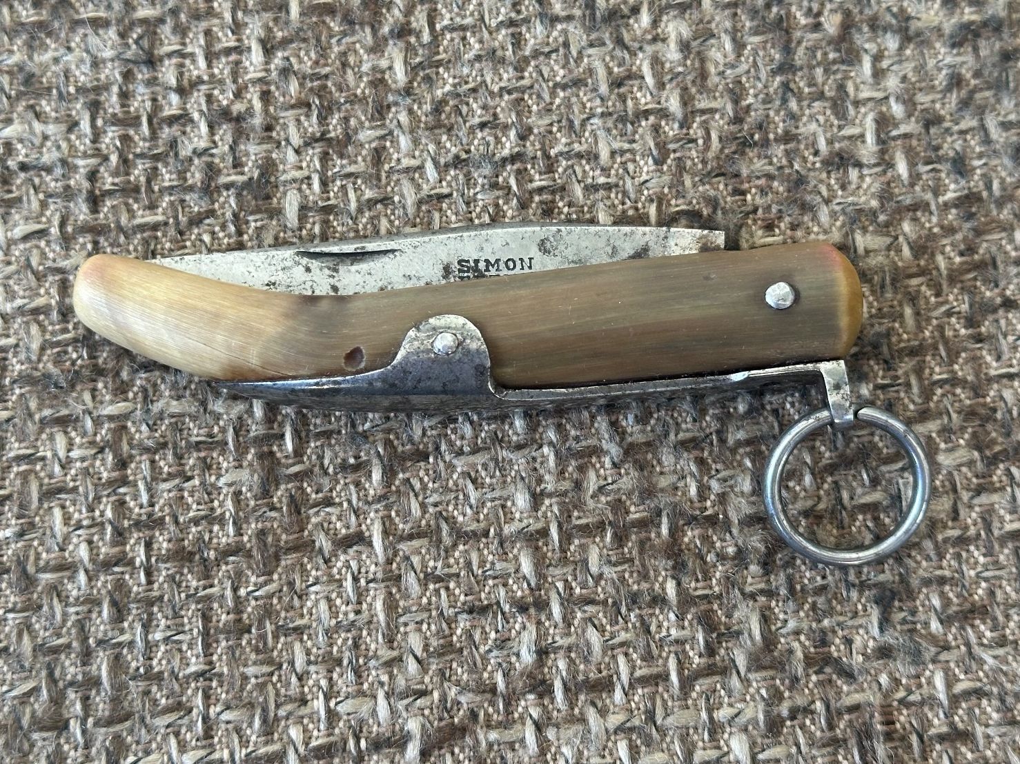 Coltelli tascabile: Einzigartiges antikes Schweizer Sackmesser SIMON BERNE Horn – Usato da Dübendorf venduto da lan1808