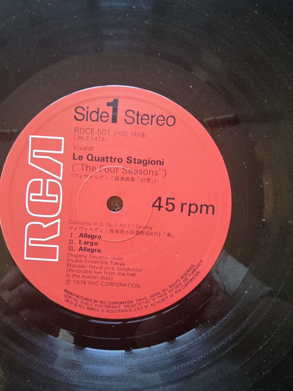 Dischi in vinile: Vivaldi Four Seasons Vivaldi Ensemble Tokyo RCA – Usato da Hedingen venduto da mickway 1