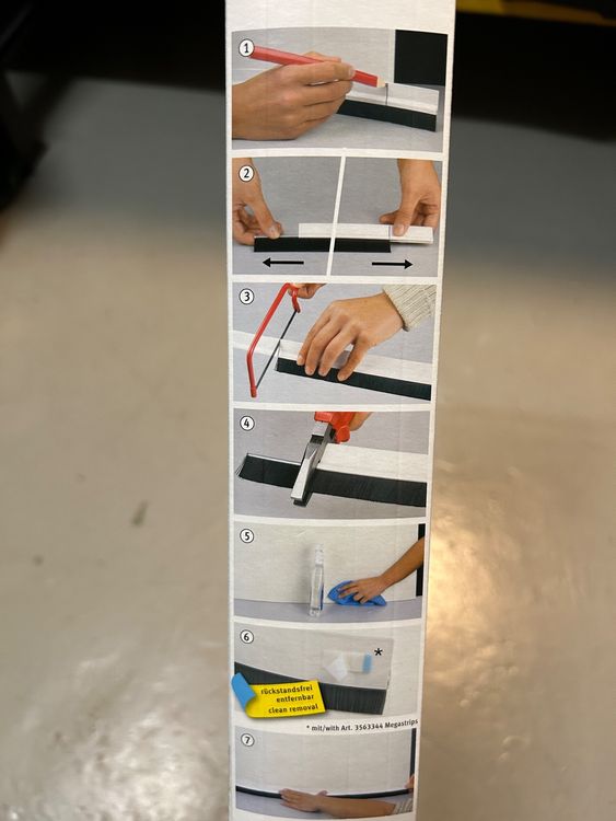 Türdichtung Mit Bürste - 1m Selbstklebend Für Schallschutz & Kälteschutz