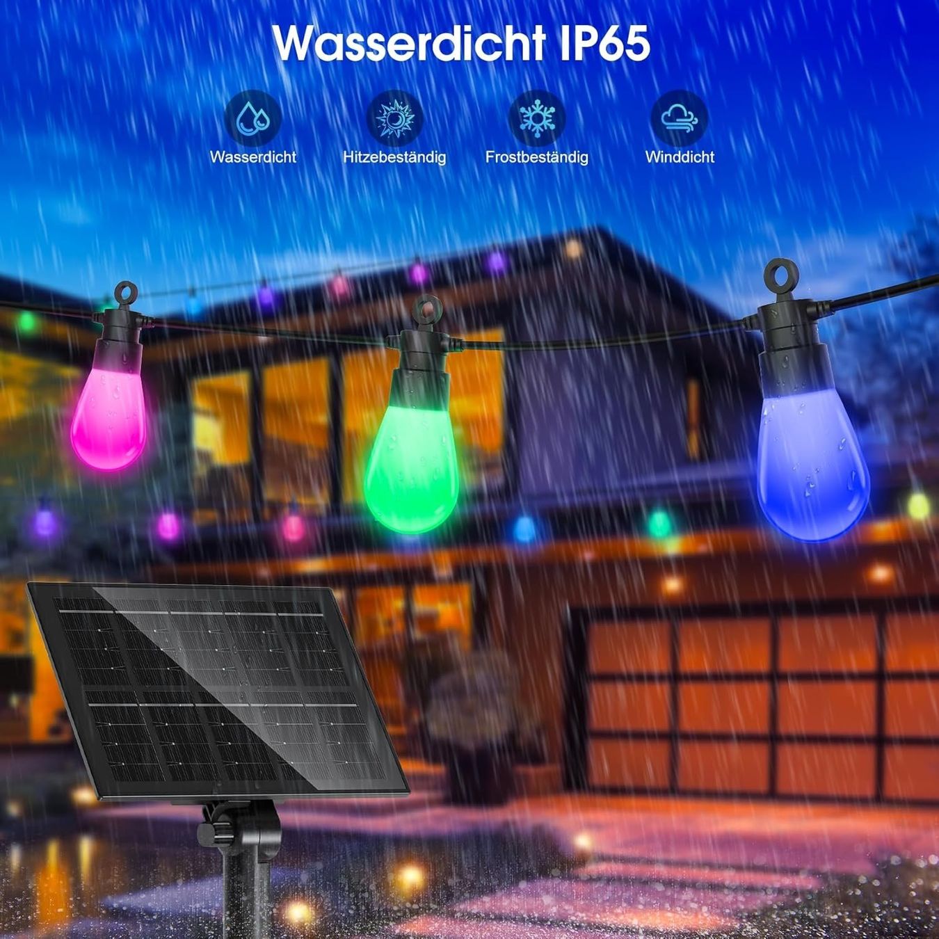 Lichterketten & Leisten: Solar LED Lichterkette 17m bunt IP65 – Neu und originalverpackt aus Nuglar von SmartLiving24 5