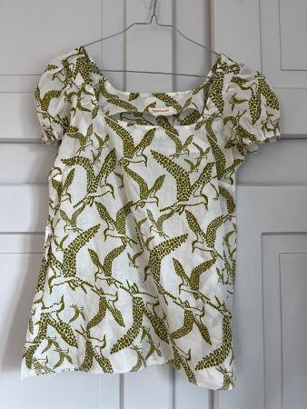 IVANA HELSINKI Bluse Kult-Label Baumwolle Vögel Grün in S