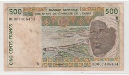 500 FRANCHI -  BANCA CENTRALE AFRICA DELL'OVEST   ( BENIN )