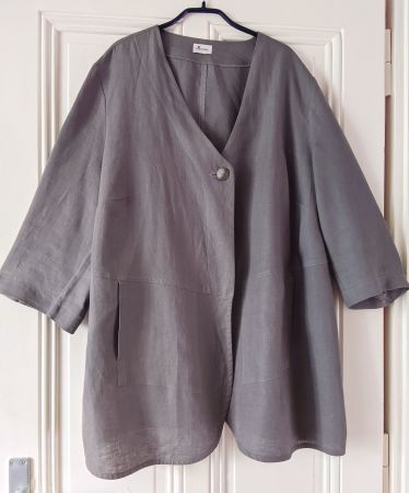 VERPASS : Elégante veste en lin gris-taupe-mauve XXL