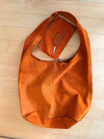 grosse Shopper Tasche aus Leder mit Etui Made in Italy