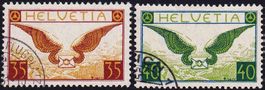 1929, Flugpostmarken Nr. F14+F15, beide Werte mit Eckstempel