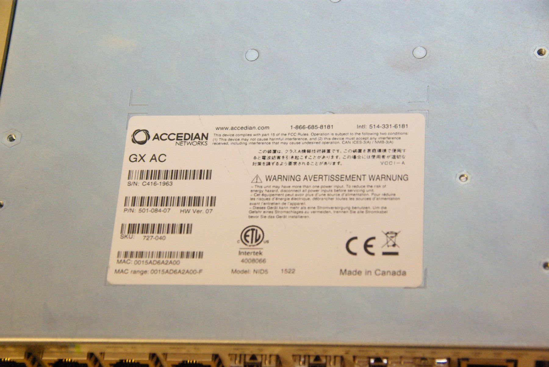 ACCEDIAN GX AC Network Interface, NID5 (Gebraucht) in Herisau für CHF 8 –  mit Lieferung auf Ricardo kaufen
