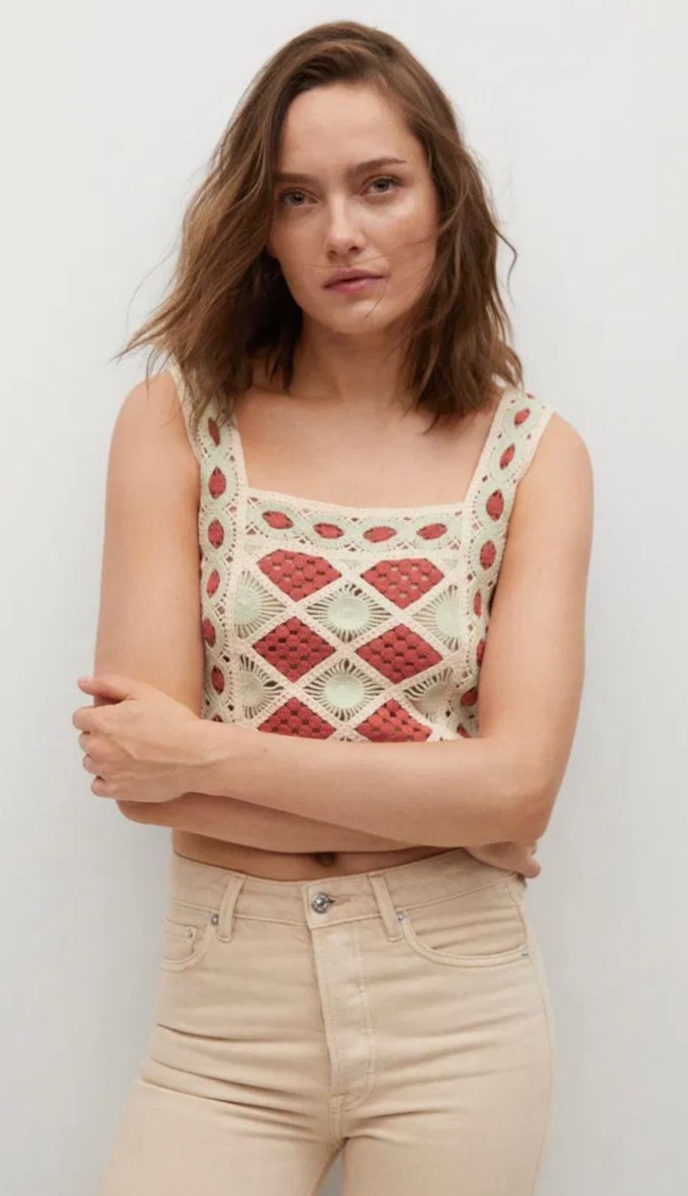 Mango Tops: Crochet geometric Top Mango, size S – Gebraucht aus Ardon von lorly39 5